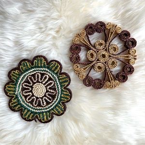 Vintage Rattan Trivet Set of 2